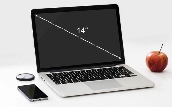 Find out screen size by measuring the display diagonal of the laptop